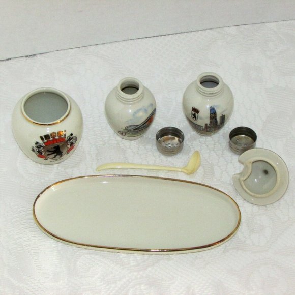 BERLIN Souvenir Condiment Set KRONACH Bavaria Porcelain Salt & Pepper Vintage - Picture 6 of 10